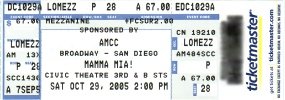 Mamma Mia!, San Diego Civic Center, San Diego, CA, Sat., 29 Oct 2005, 2:00pm