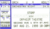 Stomp, Orpheum Theatre, New York City, Sat., 21 Aug 1999, 10:30pm