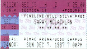 Sarah McLachlan, UCSD RIMAC Arena, Sun., 07 Dec 1997, 7:00pm