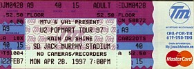 U2, Jack Murphy Stadium, San Diego, Mon., 28 Apr 1997, 7:00pm